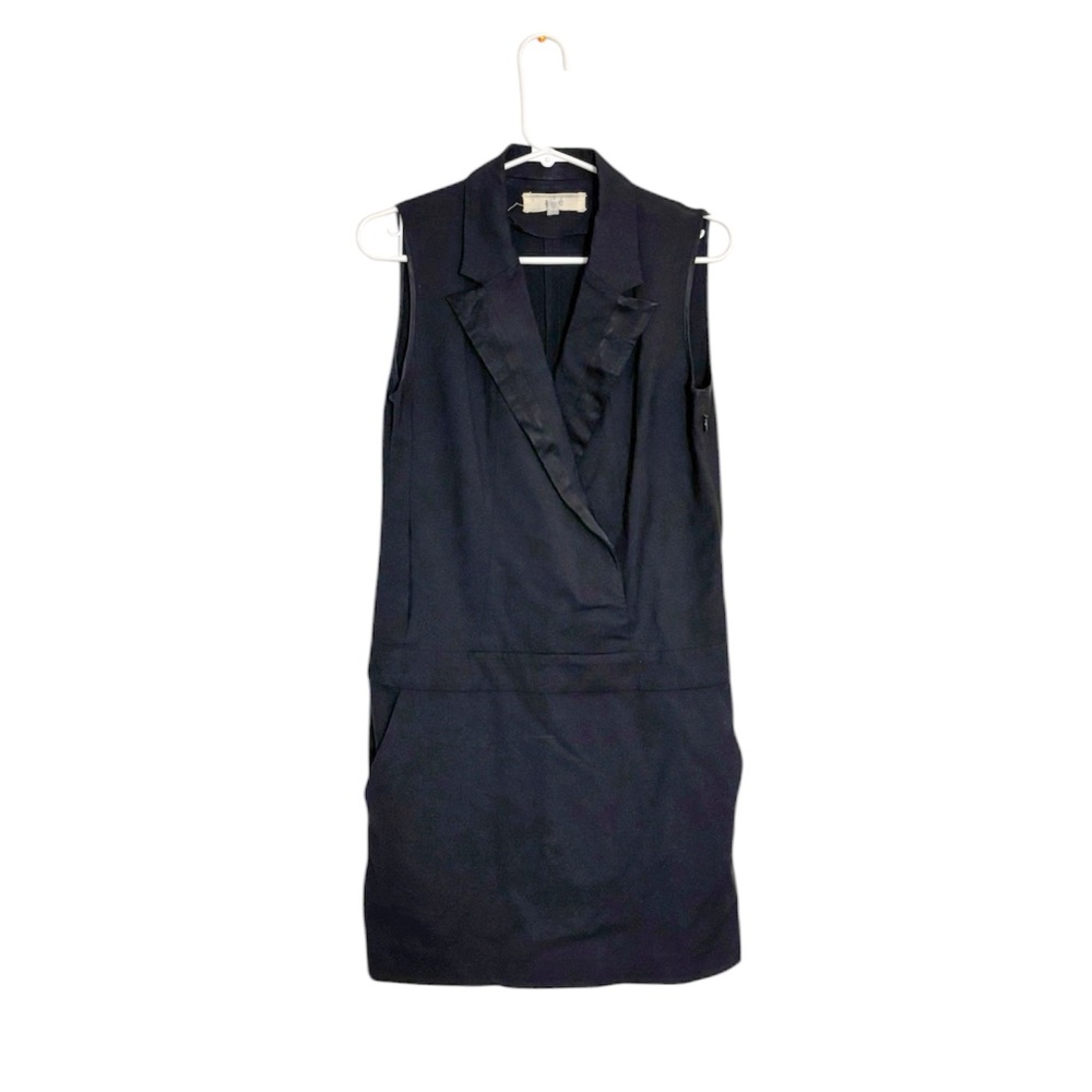 Vanessa Bruno Black Mini Dress Collared Sleeveless Drop Waist EU 36/ S